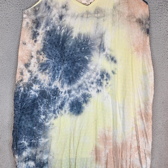 Entro Womens Maxi Dress Sz XL Tye Dye Beachy Boho Hippie Swiss Dot Adj. Straps - Picture 3 of 13